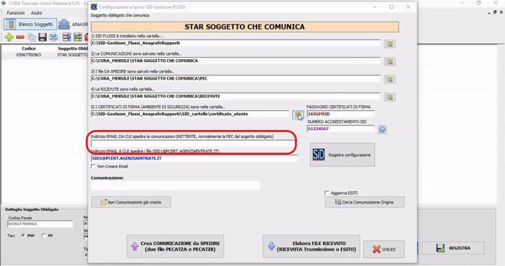 8 CONFIGURAZIONE DEL SID PER IL SINGOLO SOGGETTO Dall archivio Elenco soggetti selezionare l anagrafica che si desidera registrare e cliccare su Programma SID.