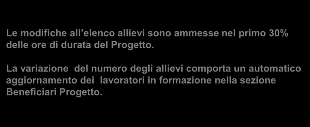 La variazione del numero degli allievi comporta un automatico aggiornamento