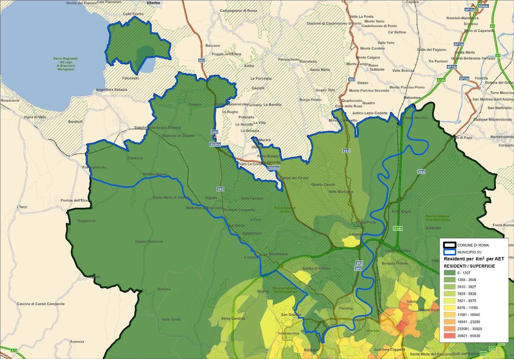 Anagrafica del Municipio XV Distribuzione della densità