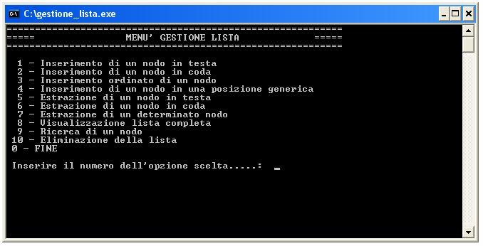 Programma in C++ per la gestione dinamica di una lista Il programma per la gestione dinamica di una lista lineare deve prevedere, almeno, le seguenti funzioni : creazione di un nodo; controllo lista