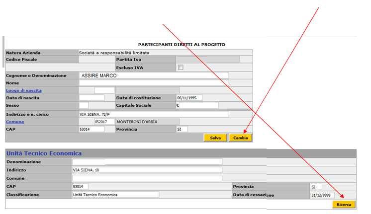 Per inserire un NUOVO partecipante diretto cliccare