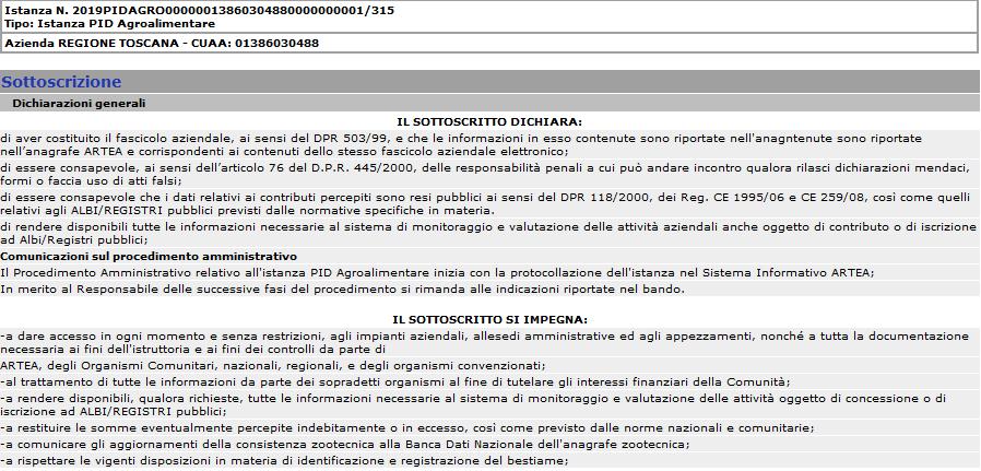 Struttura di Domanda MODULISTICA Dichiarazioni generali Prendere atto di quanto riportato nella sezione