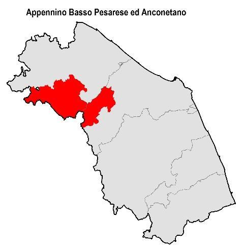 Regione Marche PARTE PRIMA Analisi e Descrizione 12 Appennino Basso Pesarese ed Anconetano Revisione documento: Novembre 2018 Dati di riepilogo area interna Totale Comuni 9 Popolazione residente 33.