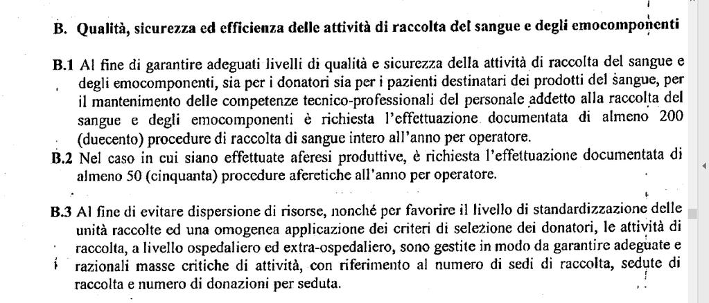 200 procedure di sangue intero/anno/operatore