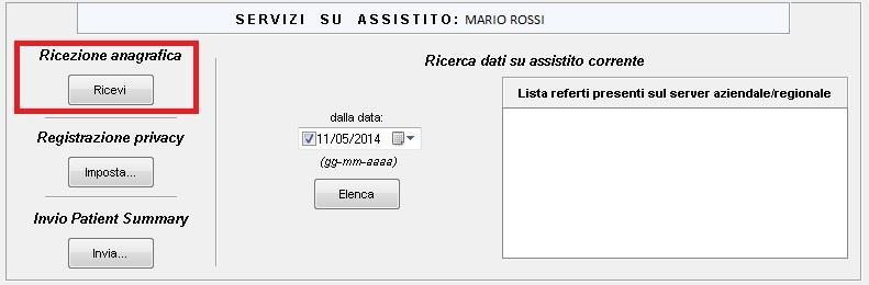 Servizi anagrafici ed allineamento esenzioni ALLINEAMENTO SINGOLA ANAGRAFICA (QUERY PAZIENTE): Con il nuovo aggiornamento eseguendo un allineamento della singola anagrafica l'aggiornamento dati