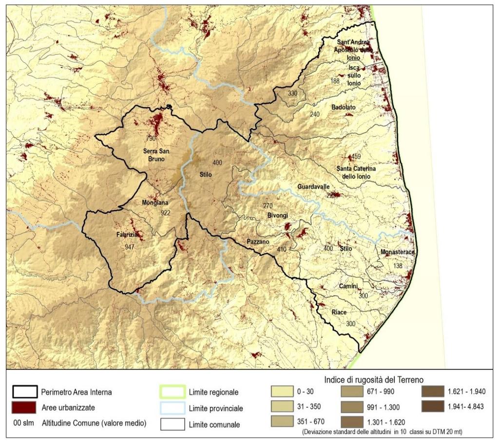 PARTE PRIMA Analisi e Descrizione Aspetti di carattere territoriale dell area di progetto Zona altimetrica Collina litoranea Badolato Bivongi Camini Guardavalle - Isca sullo Ionio - Monasterace