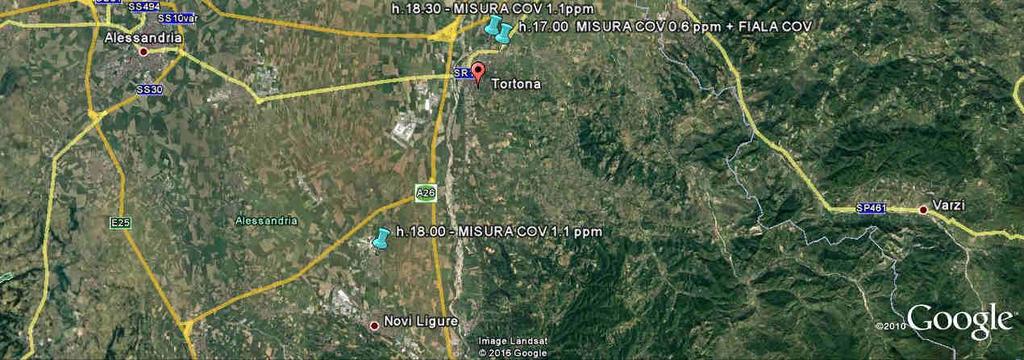 Sulla base dei dati di ventosità, meteorologici e di capacità dispersive dell atmosfera, i campionamenti sono stati effettuati verso la direzione di propagazione della nube nei Comuni di: Castelnuovo