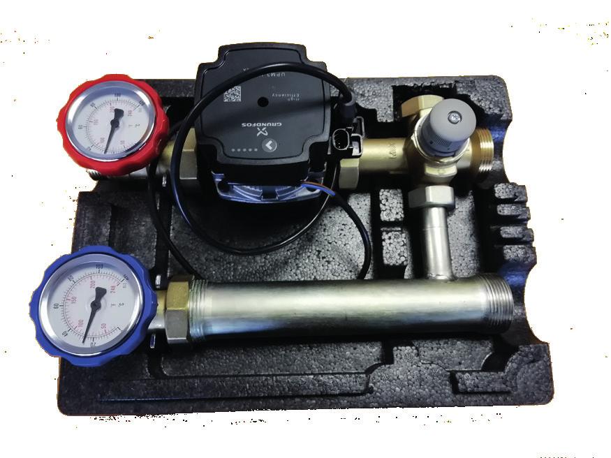 Funzione Il gruppo di rilancio R004 Icma consente la distribuzione del fluido proveniente dal circuito primario mantenendone costante la temperatura impostata(punto fisso) per mezzo di un miscelatore