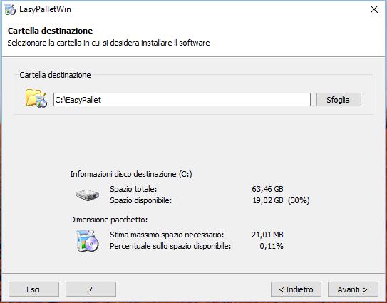 A questo punto viene proposta la directory dove installare il software, potete modificarla a piacimento, facendo però attenzione a non inserire directory che Windows considera riservate