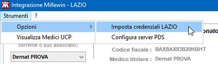 Fare clic su Strumenti -> Opzioni -> Imposta credenziali LAZIO Comparirà la seguente