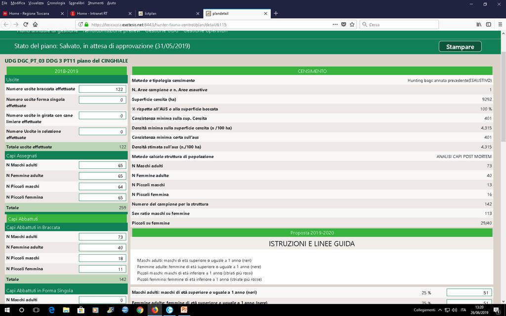 stato di approvazione Rendicontazione dello stato