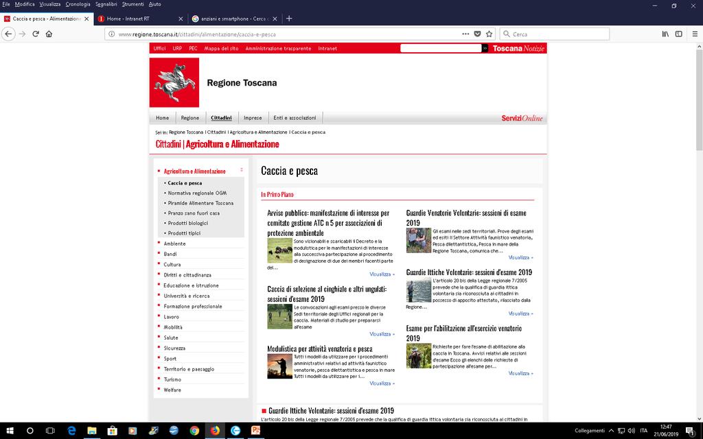 1) SITO ISTITUZIONALE Pagina _Caccia 52 Contenuti: Modulistica: 38 Moduli caccia; 9 Moduli pesca Normative: Leggi, Regolamenti, Deliberazioni GR