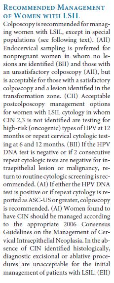 endocervicale accettabile in donne con colposcopia idonea e lesione identificata nella zona di trasformazione (CII) A: