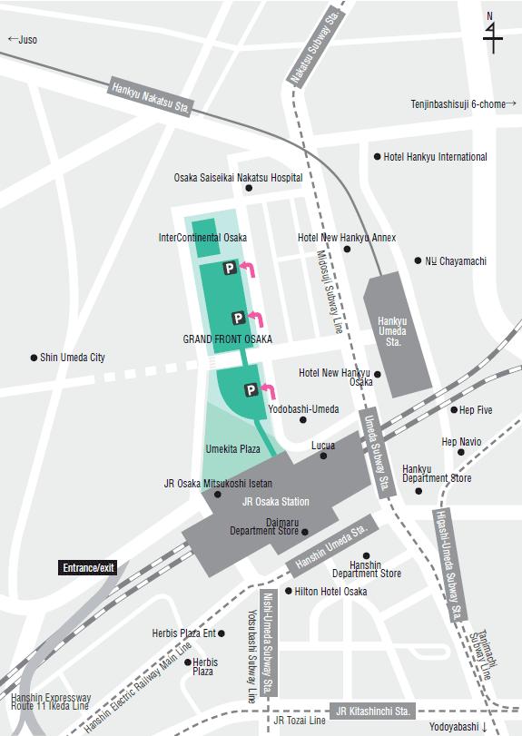 GRAND FRONT OSAKA (GFO) Situato tra la stazione JR di Osaka e la stazione Hankyu di Umeda è il principale polo