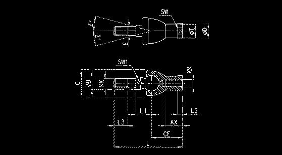 CATALOGO > Release 8.7 > Minicilindri Serie 6-24 - 25 Snodo sferico maschio Mod. GY ISO 839 Materiale: zama e acciaio zincato Mod.