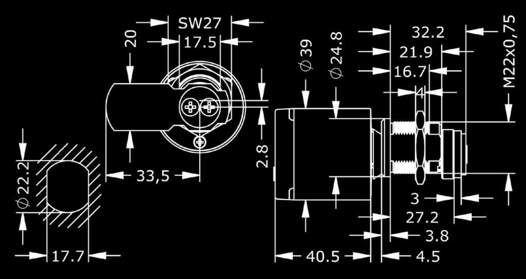 Informazioni tecniche Lunghezza cilindro esterno A in mm Finitura Chiusura Leva di chiusura 27 mm NI Nichel NP Nichel lucidato MP Ottone lucidato AV05 5 mm AV10 10 mm AV15 15 mm ST[A-H] - Chiusura