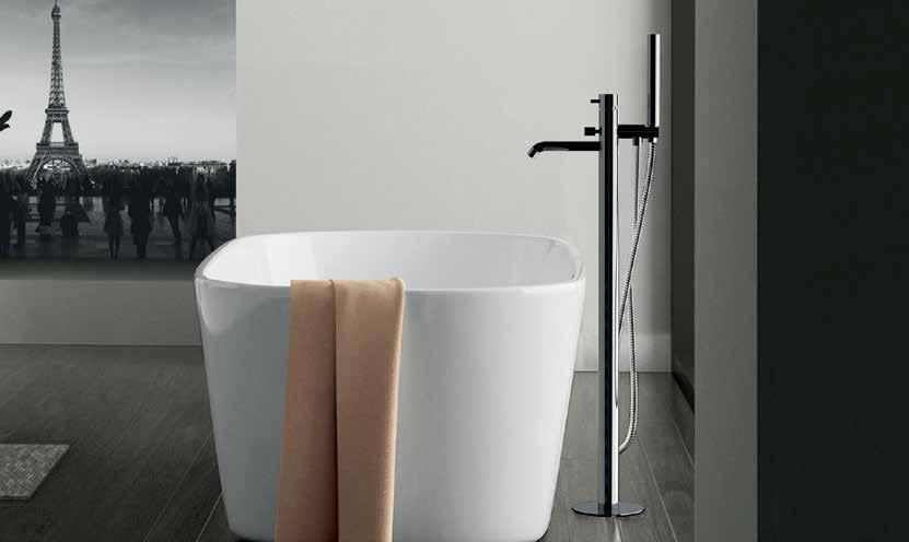 with diverter and shower kit. Height spout: 76 cm - Interaxis: 18 cm.