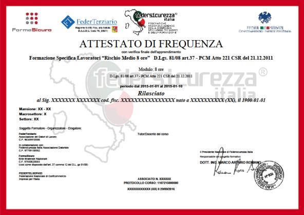 Rimuovere Blocco POP-UP CERTIFICAZIONE DEL PROCESSO FORMATIVO (PER I CORSI SICUREZZA SUL LAVORO) Per i corsi Sulla Sicurezza sul Lavoro, che prevedono la certificazione dell ente nazionale preposto,