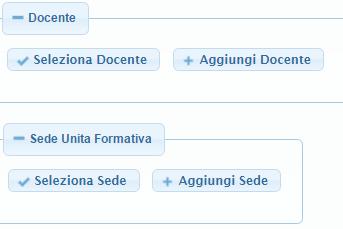 Invece, cliccando su seleziona docente o su seleziona sede sarà possibi