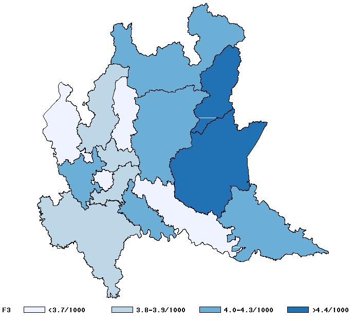 Casi incidenti : soggetti diabetici presenti nel database dal 2002 al 2006 ma non nei 2 anni precedenti VA 3.7 MI1 4.1 CO 3.