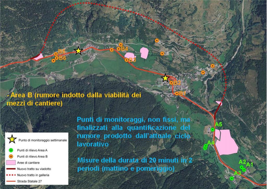 1) Il monitoraggio acustico del cantiere Due aree prevalenti di impatto