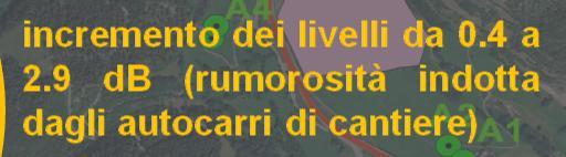 dei mezzi di cantiere Area rilievi Area A Area B Punto di misura Leq cantiere