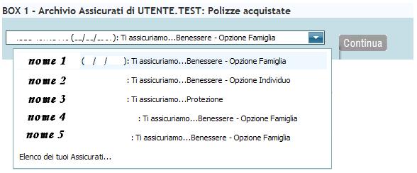 l elenco degli ultimi 10 assicurati; selezionare quello corretto e cliccare su : Se il Cliente è stato