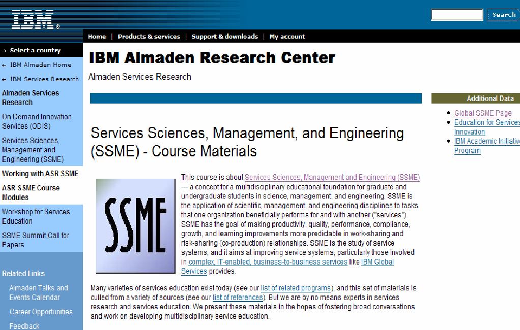 IBM s SSME Open Courseware www.