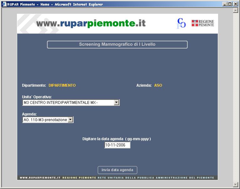 1 LIVELLO MAMMOGRAFICO Pag. 7 di 48 Lettura Agenda Dal Menù principale, per selezionare la funzione di lettura agenda, occorre premere il tasto relativo.