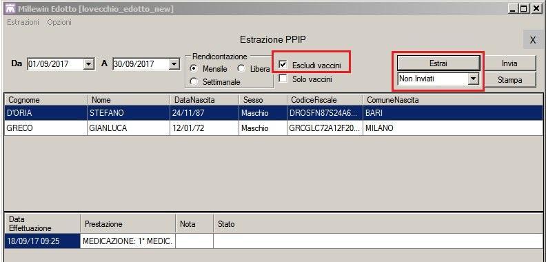 E possibile escludere dall estrazione le vaccinazioni oppure estrarre solo le