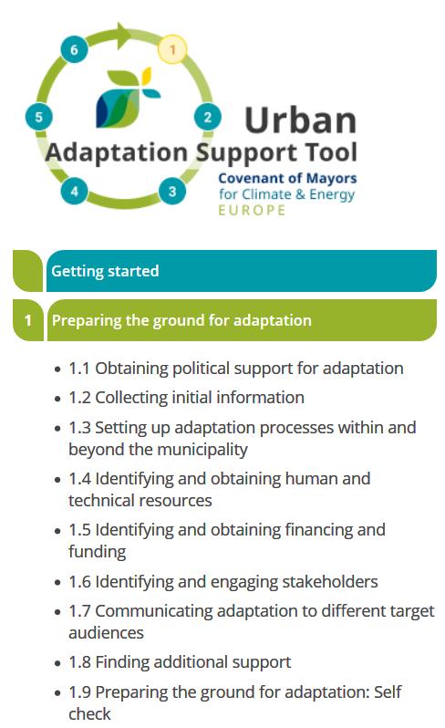 Urban Adaptation Support Tool FASE 1 - Preparare il terreno per l adattamento - ottenere e assicurare un supporto di alto livello - identificare le informazioni già disponibili - istituire meccanismi
