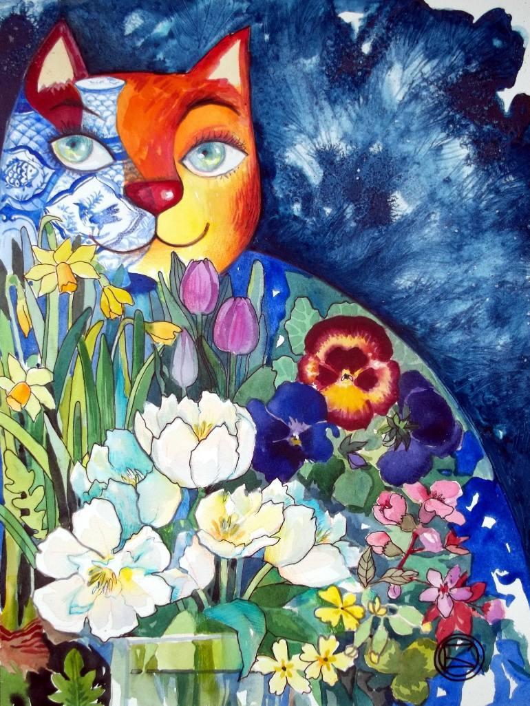 De Oxana Zaika Les chats de Chagall https://www.saatchiart.