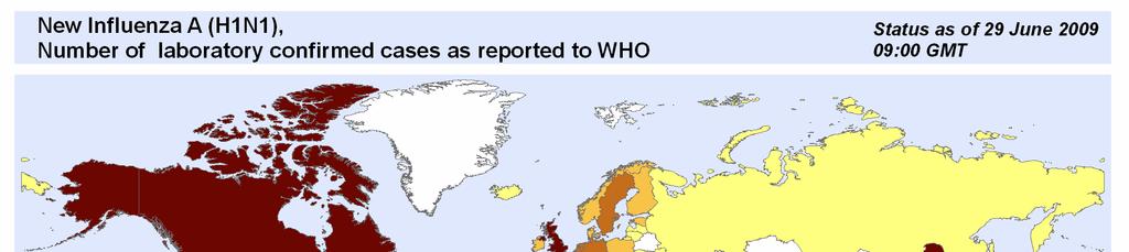 Di seguito, si riporta la mappa pubblicata dall Organizzazione Mondiale della Sanità (OMS) riguardante la situazione epidemiologica riferita ai