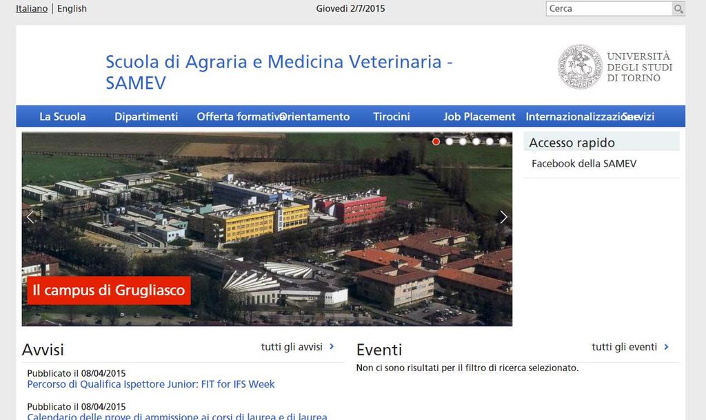 Università degli Studi di Torino Scuola di Agraria e Medicina Veterinaria WWW.