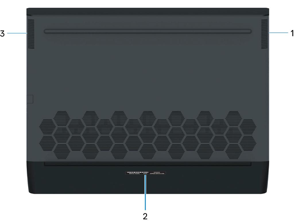 Collegare un adattatore di alimentazione per fornire alimentazione al computer e caricare la batteria. Parte inferiore 1. Altoparlante destro Fornisce un output audio. 2.