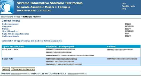 Dettaglio medico Figura 19 Una volta effettuata la ricerca, l utente potrà visualizzare i dati di dettaglio del medico e, se il medico fa parte di una medicina di gruppo, anche le informazioni