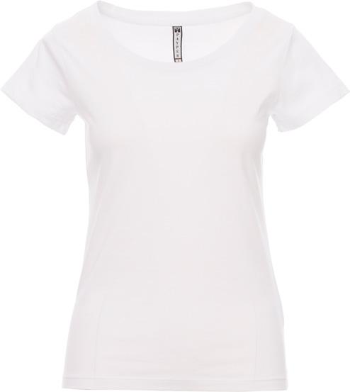 T-shirt manica corta sfiancata da donna con girocollo ampio, basso misto spandex da 1. cotone.
