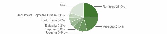 Figura 17 La comunità straniera più numerosa è quella proveniente dalla Romania con il 25,0% di tutti gli stranieri presenti sul