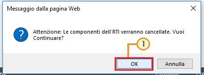 Per eliminare il Raggruppamento Temporaneo di Imprese (RTI), cliccare su in forma di RTI e selezionare "no". Partecipa Figura 5: Elimina componenti RTI Verrà mostrato un messaggio di conferma.