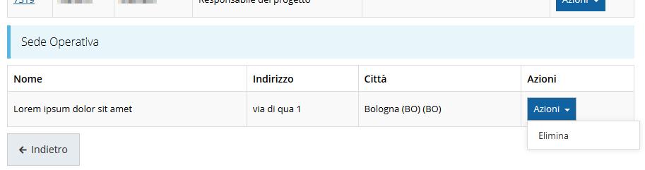 NOTA Il sistema pur consentendo di inserire più sedi collegate al soggetto, in ogni caso permette di selezionarne una ed una soltanto da indicare come sede operativa.