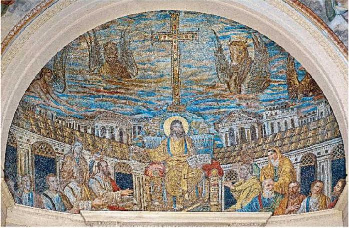 Basilica di Santa Pudenziana, Roma costruita intorno al 390 a.c. È il mosaico del catino absidale.