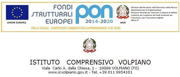 ISTITUTO COMPRENSIVO VOLPIANO C.F. 92521260015 C.M. TOIC8BH007 AOO_TOIC8BH007 - Segreteria Prot.