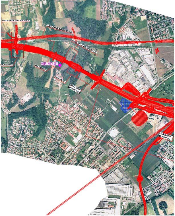 Foto aerea Ricettore/Sito di Misura VIB-AR-01 N Scala 1:10000 Legenda tracciato cantiere