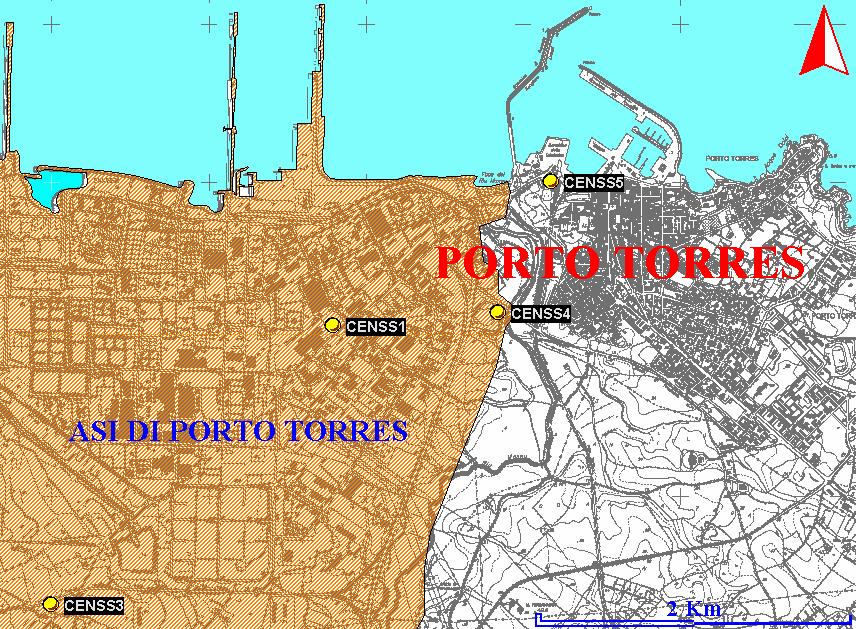 Figura 22 - Dislocazione delle stazioni della zona di Porto Torres in vicinanza del centro