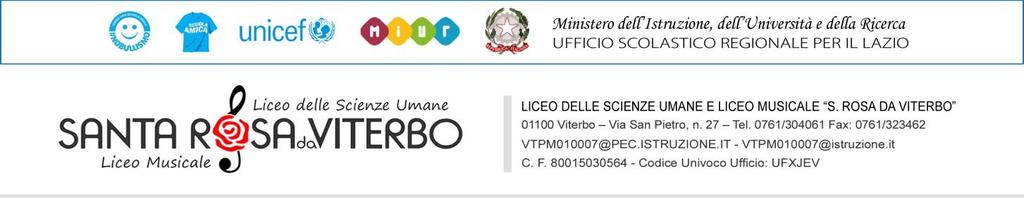 Alle sezioni di: Albo on-line Amministrazione Trasparente del sito internet dell istituzione scolastica http://www.liceosantarosavt.