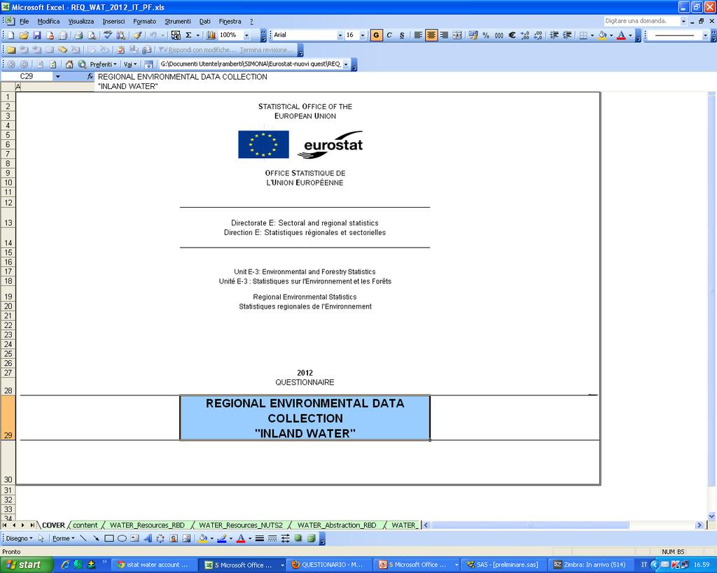 questionnaire: Dati richiesti a livello di distretto idrografico TABLE 11: Renewable freshwater resources