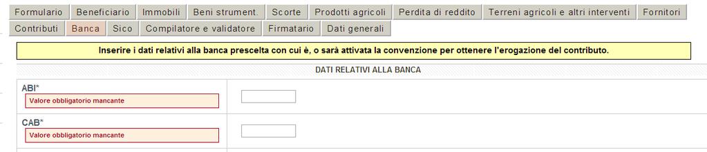 Terminato l inserimento dei dati, se tutti i campi obbligatori sono stati compilati correttamente, nella schermata Sezioni della domanda alla voce Contributi la procedura visualizza lo stato