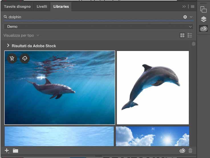 ILLUSTRATOR CC 2019 LICENZA IMMAGINI STOCK Dalla Libreria alla licenza È ora possibile cercare un immagine nel pannello Librerie e inviare una richiesta per ottenere la versione dell immagine dotata