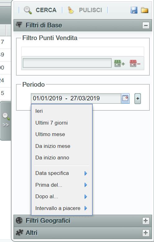 Per selezionare un periodo cliccare sul