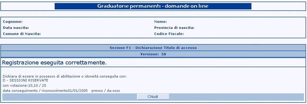 51 Completare la form di acquisizione dati e,per confermare i dati acquisiti, cliccare sul tasto conferma.